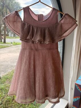 The Children's Place Rose Gold Metallic Ruffle Dress Size